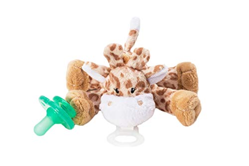 Image of Nookums Paci-Plushies Shakies - Pacifier Holder - Adapts to Name Brand Pacifiers, Suitable for All Ages, Plush Toy Includes Detachable Pacifier (Brown Giraffe)