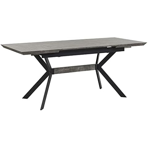 Mesa de comedor extensible efecto hormigón patas de metal negro 140/180 x 80 cm cocina industrial Benson Cover