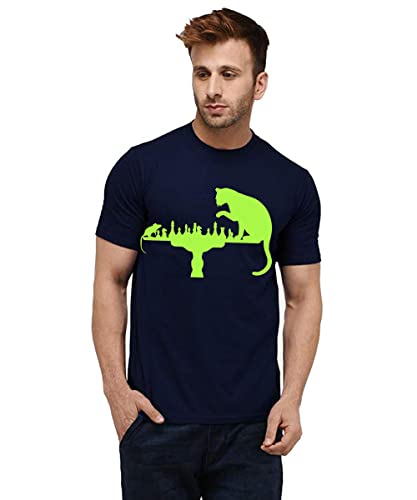 Image of Caseria Men's Cotton Printed T-Shirt -Cat Rat Chess | 100% Cotton | Half Sleeves | Regular Fit | Printed | Round Neck | Graphic T Shirt
