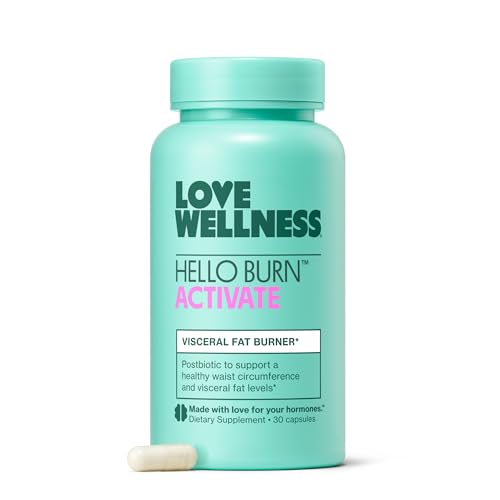 Love Wellness Hello Burn Activate | Support Visceral Fat Burn with BPL1 HT Postbiotic | Supports Healthy Waist Circumference Longevity and Metabolic Wellness | 30 Count
