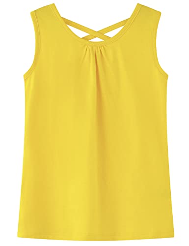 Image of Noomelfish Girls Criss Cross Back Tank Tops Soft Jersey Cotton Sleeveless Shirts (3-12 Years)