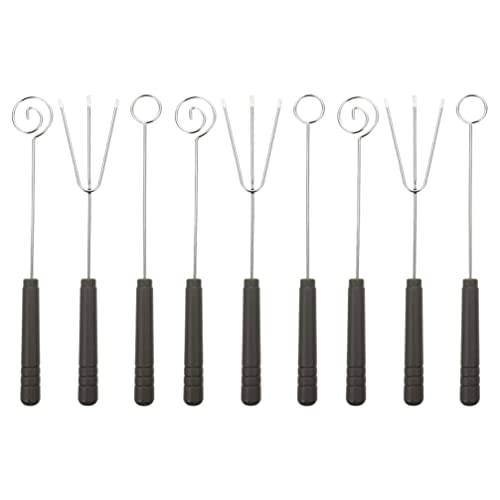 Hemoton Stainless Steel Chocolate Dipping Forks 9 Piece Set for Fondue Cheese Fondue Tools Kitchen Utensil for Dipping