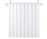 Biscaynebay Fabric Extra Wide Shower Liners for Clawfoot Tubs, White 180' by 72' Length, Water Resistant Fabric Rust Resistant Grommets Top Weighted Bottom Machine Washable