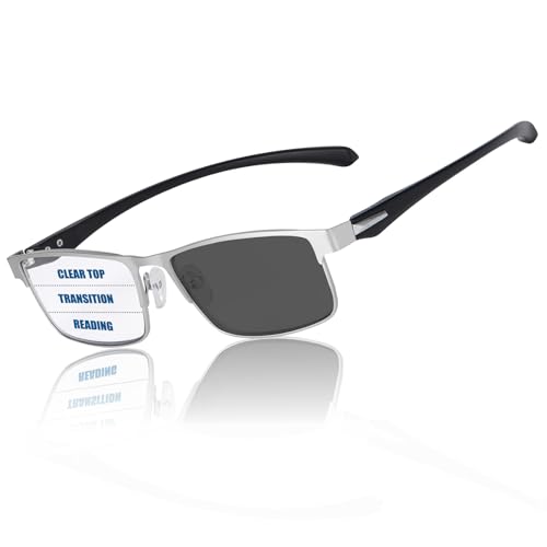 Image of Photochromic Progressive Multifocus Reading Glasses Men Transition Blue Light Blocking Multifocal Computer Readers