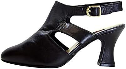 Peerage Jorja (5607) Women's Wide Width Louis-Heel Leather Dress Pumps Black 7.5 | Image 2