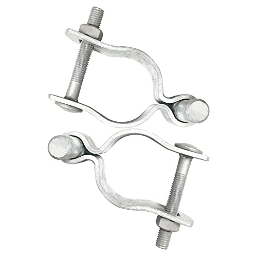 2 Pack Chain Link Fence Gate Post Hinge - Use For Outside Diameter Post/Pipe - Galvanized Chain Link Post Gate Hinge - Nut/Bolt Included (1-5/8 Inch) #TOP1