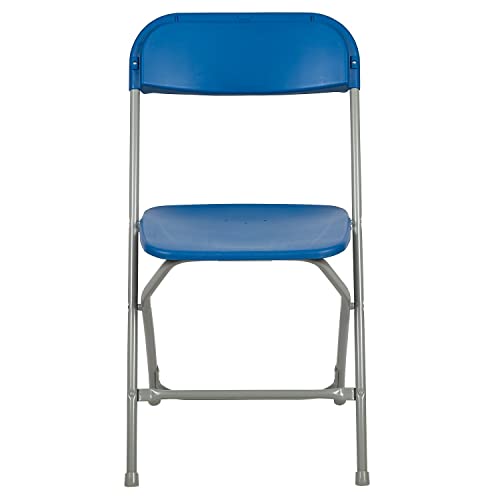 Image of Flash Furniture Hercules Series Plastic Folding Chair - Blue - 2 Pack 650LB Weight Capacity Comfortable Event Chair-Lightweight Folding Chair
