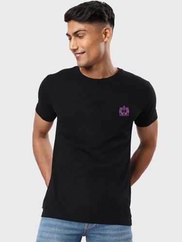 Image of Bewakoof Men's Typography Regular Fit Half Sleeve Round Neck Pure Cotton T-Shirt