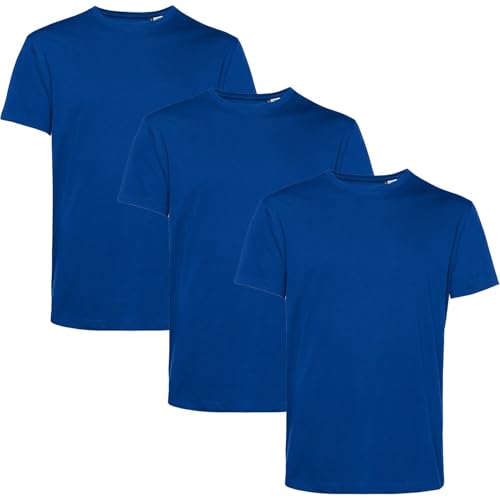 Image of Men’s T-Shirts Multipack | Crew Neck Short Sleeve | 100% Cotton | Casual, Gym, Work, DIY, or Events | Comfortable & Durable Plain T-Shirts | Pack of 3 Royal Blue Large