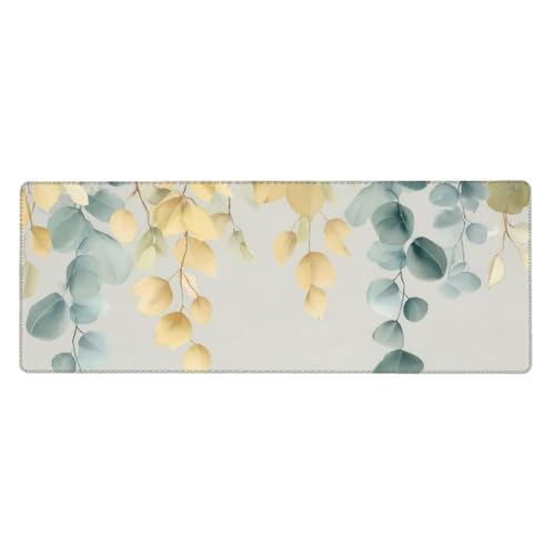 Tapis de souris aquarelle eucalyptus 80x30 cm antidérapant pour une glisse fluide