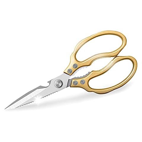 AWinjoy Kitchen Scissors, Heavy Duty Sharp Kitchen Shears Dishwasher Safe,Gold Kitchen Accessories Cooking Shears for Kitchen Meat Chicken Fish Poultry Herb Bread (Gold) Cover