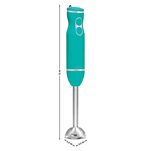 Chefman Immersion Stick Hand Blender With Stainless Steel Blades, Powerful Electric Ice Crushing 2-Speed Control Handheld Food Mixer, Purees, Smoothies, Shakes, Sauces & Soups, Turquoise #TOP6