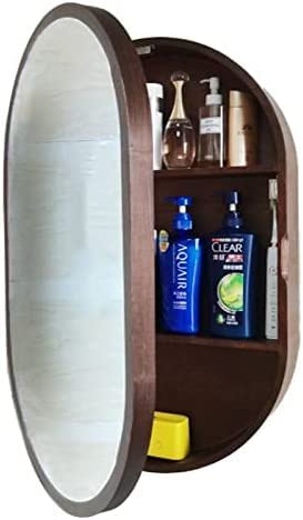 Armoire à pharmacie ovale en bois à 3 niveaux pour mur de salle de bain