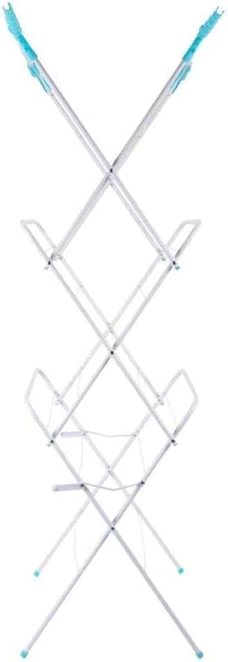 IFJA 3 Tier Foldable Clothes Airer - Indoor Outdoor Clothes Drying Rack - Lightweight Concentrina Clothes Horse Rail - Compact Clothes Dryer Laundry Rack - 14m Drying of Space - Blue, 44 x 61 x 139 cm