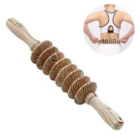 Kruvad Imported Wooden Non Slip Handle 8 Rollers Belly Back Health Massager Household Whole Body Multi-Purpose Massage Roller Rounds Waist Abdomen Massage Equipment Wheel stick Massager - Image 6 thumbnail