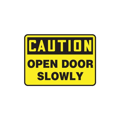 Panneau Caution Open Door Slowly signalisation de porte Aluma-Lite MABR607XL