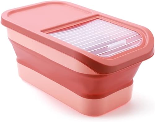 Ladfrol 米びつ 保存容器 ライスボックス 貯蔵容器 ライスストッカー 食品貯蔵タンク お米ケース 米櫃 密閉 虫除け 無洗米 防湿 大容量 穀無洗米 清潔便利 物の鮮度保持 洗える こめびつ 小麦粉 コーヒー豆 中身が見える キッチン用品 (ピンク