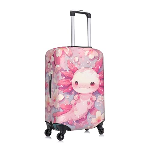 Axolotl Flower Print Luggage Cover Washable Elasticated Suitcase Covers TSA Approved Stylish Dust and Scratch Resistant Case Protector for Kids and Adults3