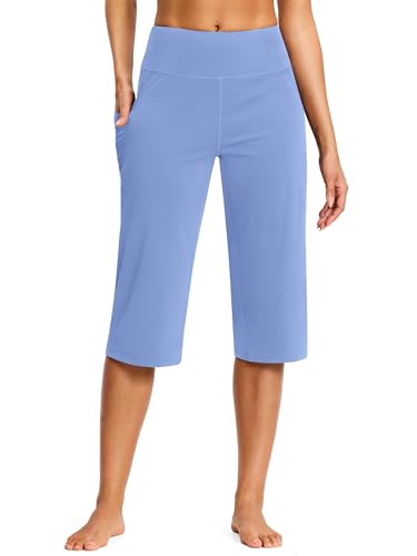 Image of ISEEGZ 15 inch / 18 inch / 21 inch / 25 inch Capri Pants for Women High Waist with Pockets Women's Capris Workout Yoga Pants Loose Straight Leg