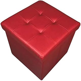 HomeHarmony Folding Storage Ottoman Seat, Stool, Toy Storage Box Faux Leather (Black large)