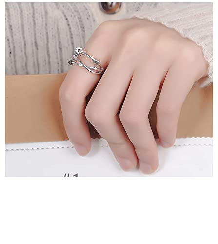 Seamosh Silver Anti Anxiety Rings For Women Men Fidget Spinner Band Unisex Adjustable Stacking Spinning Worry Ring #TOP5
