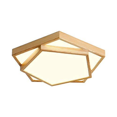 Lustre LED scandinave en bois double couche à intensité réglable