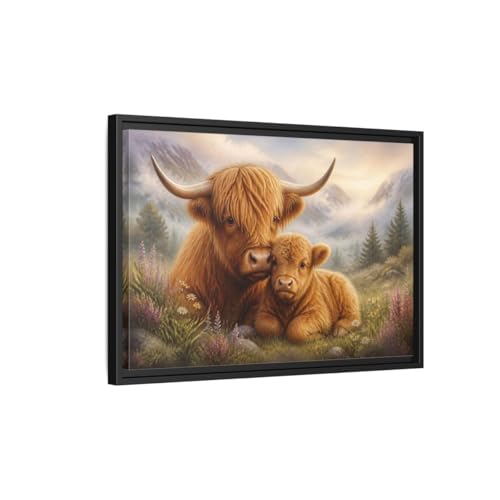Toile encadrée vache Highland finition premium 60x40 cm horizontal