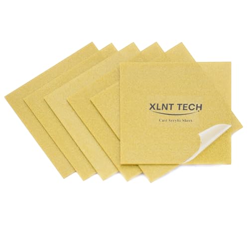 Image of Glitter Golden Acrylic Sheets 6PCS 1 /8 inch Thick 8 x 8 Inch for Laser Cutting and Engraving Plastic Sheet Materials, Glitter Plexiglass Sheets for Crafts and DIY Project.