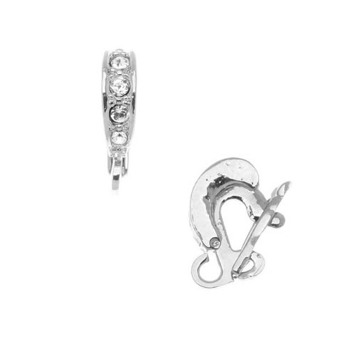 Elegant Elements Rhodium Plated Clasp Bail With 4 SWAROVSKI ELEMENTS -For Hanging Pendants 15x3mm