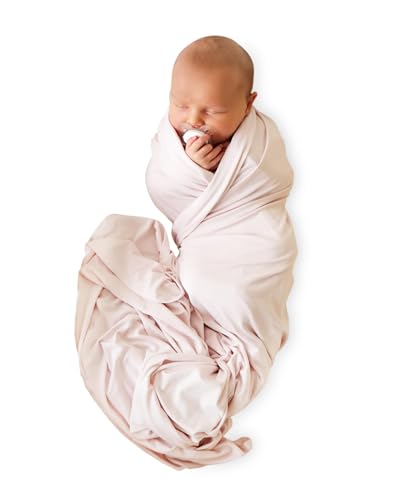 Image of Caden Lane Baby Swaddle & Receiving Blanket, Soft, Breathable & Temperature-Regulating Bamboo Viscose Fabric for Swaddling Newborns, Gender Neutral Infant Blanket for Boys & Girls, Pale Pink