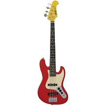 JB Mini Electric Bass Guitar - Fiesta Red Body, Maple Neck, Rosewood Fingerboard & 3-Ply Ivory Pickguard, 28.6" Short Scale Premium Pickups, Vintage Steel Bridge & Tuners - Pure Awesomeness