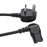 Power Cord UK Plug to Right Angle C15 Hot IEC 3G 1.0mm2 Cable H05RN-F 2m
