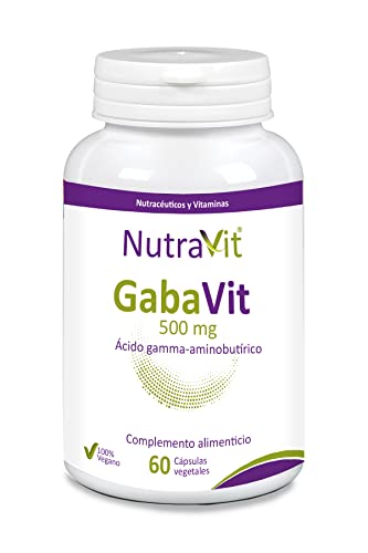 NutraVit GABAVIT | Contribuye a facilitar el sueño, reducir el estrés y disminuir la ansiedad | Complemento Alimenticio a base de GABA (Ácido gamma-aminobutírico) | 100% Vegano | 60 Cápsulas Vegetales