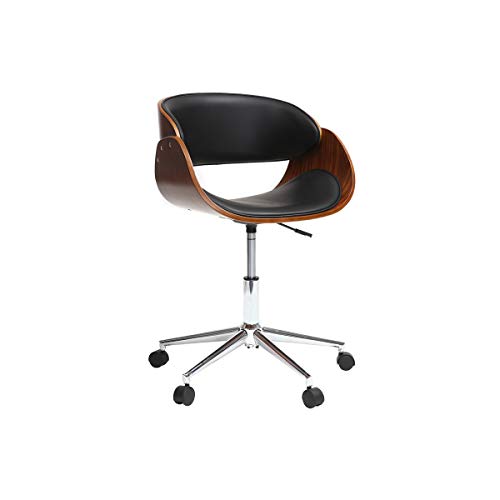 Miliboo - Sillón diseño Negro y Madera con Ruedas Bent