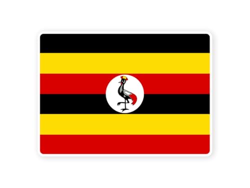 Sticker drapeau OUGANDA ougandais 10cm(S) - 28cm(XL) autocollant bord blanc (taille S : 10cm x 7cm)