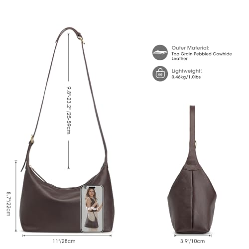 Image of Kattee Meduim Leather Hobo Bags for Women, Soft Genuine Leather Crossbody Handbags Shoulder Purse for Work Casual