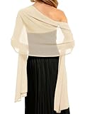 Womens Chiffon Scarf Shawls and Wraps for Evening Dress Elegant Wedding Cover Up,Champagne