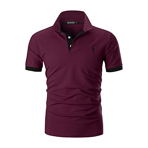 AIOIDI Polo Manica Corta Uomo in Cotone Ricamo