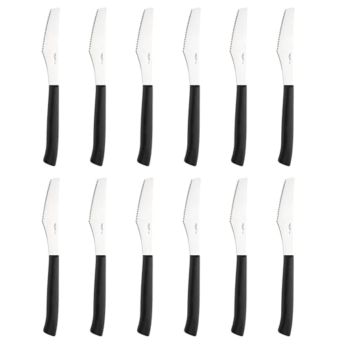 Prima Collection Lot 12 Couteaux à Pizza Acier inoxydable Manche noir