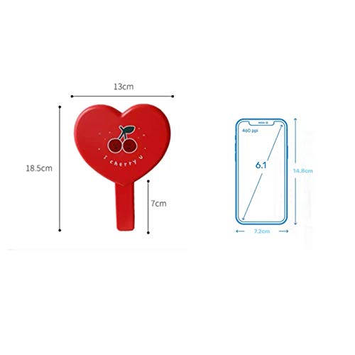 Espejo de Maquillaje de Mano en Forma de Corazón Rojo miniatura 2