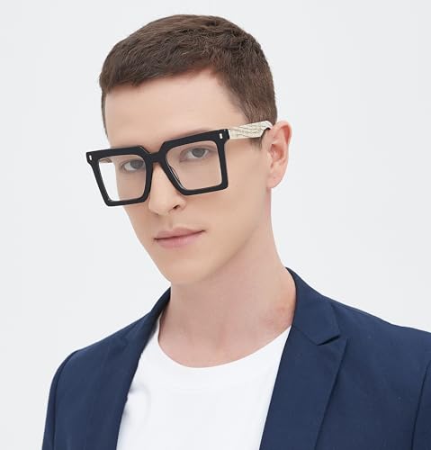 Image of VOOGLAM Square Blue Light Glasses for Men Women Anti Eyestrain Dry Eyes Computer Phone TV Glasses