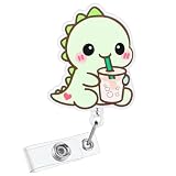 Aribliseza Porte badge Extensible, Porte nom Infirmière, Porte cartes, avec Design Dinosaure Vert, Accessoires pour Infirmière