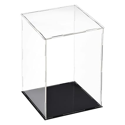 Image of RAPAL Clear Acrylic Display Case, 6 x 6 x 10 inch Self Assemble Small Display Box Stand with Black Base, Dustproof Protection Showcase for Collectibles Memorabilia Figurines