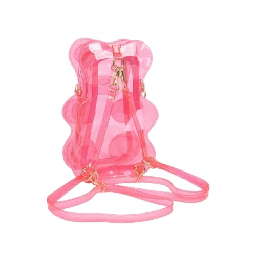 Transparent Teddy Bear Backpack, Clear PVC, Blue and Pink, 7W x 10H x 3D inches (Pink)4