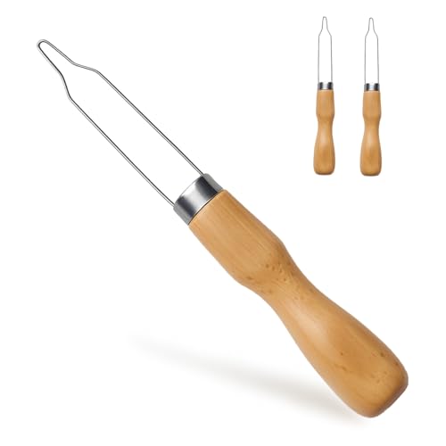 2pcs Button Hook Assist Device with Easy-Grip Wooden Handle for Shirts Coats Dresses - Ideal Button Aids for Arthritis & Limited Dexterity Fine Tip