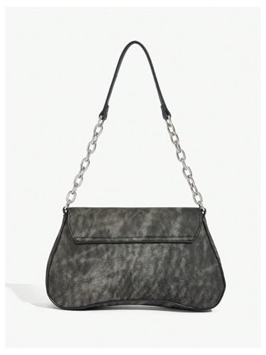 Verdusa Women's Punk Studded Flap Leather Bags Chain Top Handle Underarm Shoulder Bag2