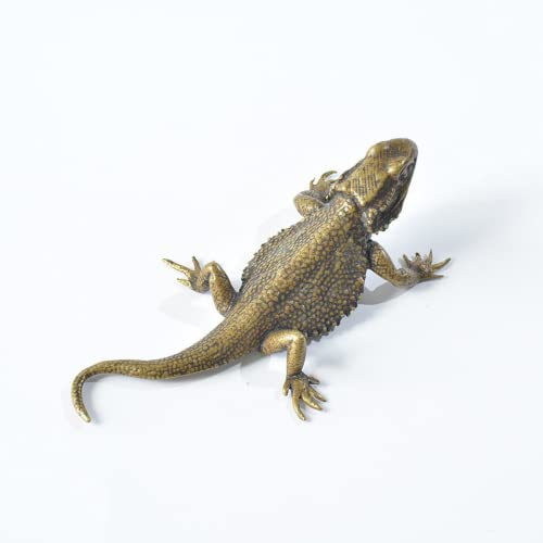 Statue lézard laiton : le cadeau idéal en cuivre massif pour un bureau de collectionneur