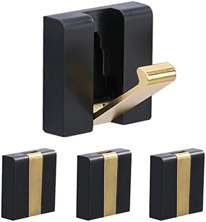 Quathech Folding Hideaway Coat Hooks - 4PCS Wall Hooks for Hanging - Decorative Cubicle Retractable Hooks, for Hanging Coat, Scarf, Hat, Bag, Towel, Cup,Umbrella (Black/Gold 4PCS)