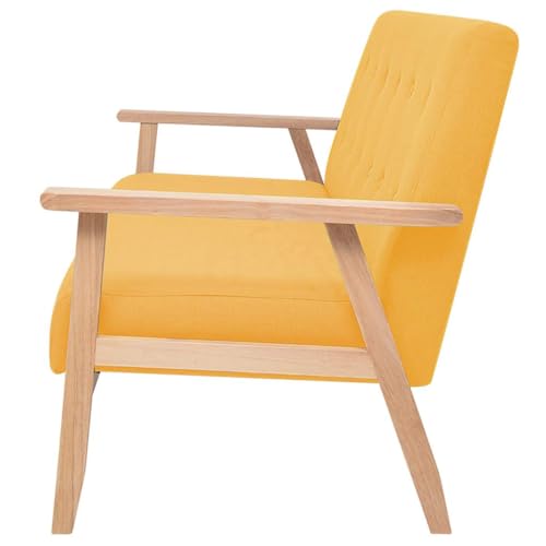 Sofá de 3 plazas amarillo de estilo escandinavo y madera maciza para salón 5