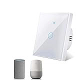 Smart Touch Interrupteur Wi Fi avec panneau en verre   Commande vocale pour Alexa   Compatible avec l'application Smart Life et Tuya (2 voie)